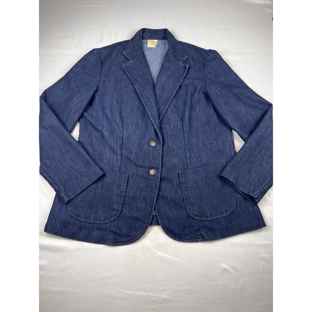 Vintage Shirley Of Atlanta Womens Denim Blazer Jacket Size 14